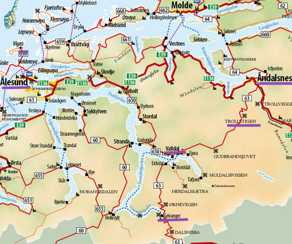 map of the geiranger trollstigen area and surrounding areas